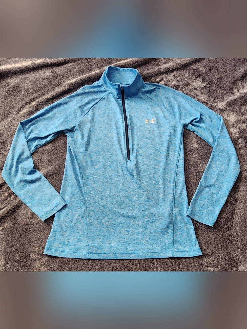 Womens Under Armour Heathered Blue Size Med Half-Zip Performance Top